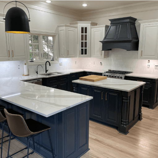 Kitchen cabinets refinished and repainted by Bay City Painters in Hamilton, Ontario